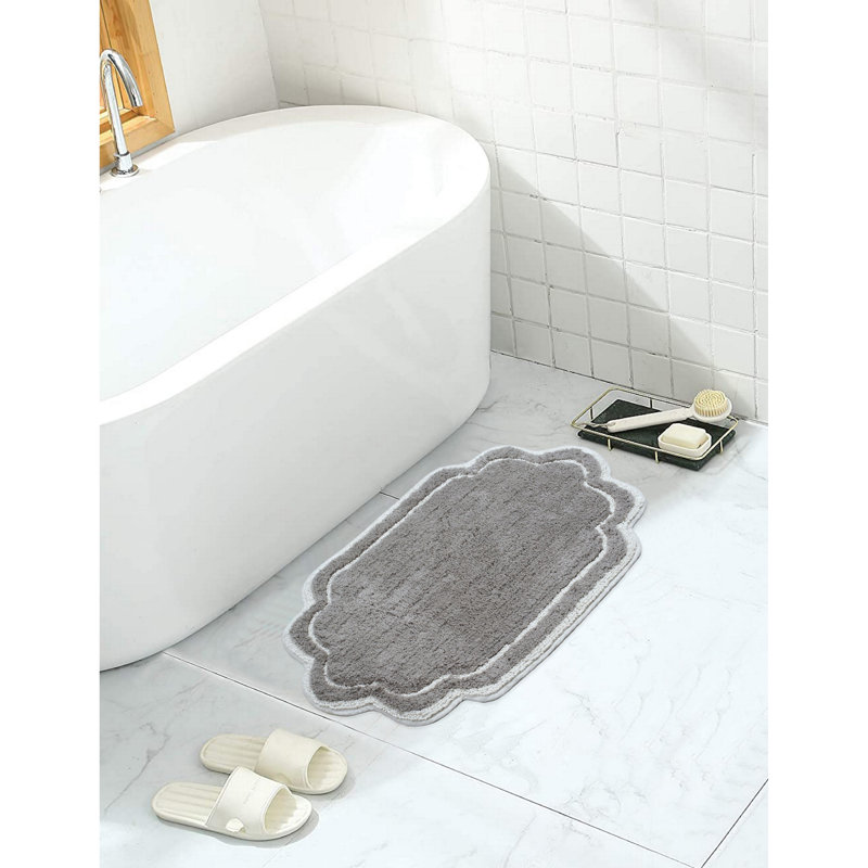 Tapis pour salle de bain Dobrinka, Gris, 17 po x 24 po (rectangulaire)