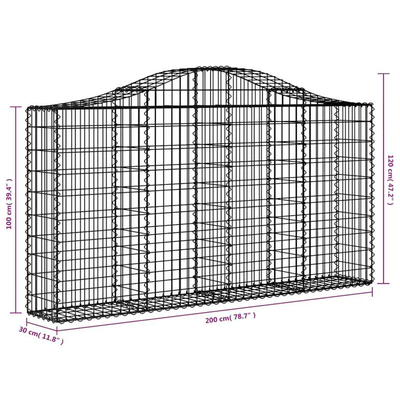 Ensemble de 18 paniers Vidaxl Gabion, H 3,9 pi x l 6,6 pi