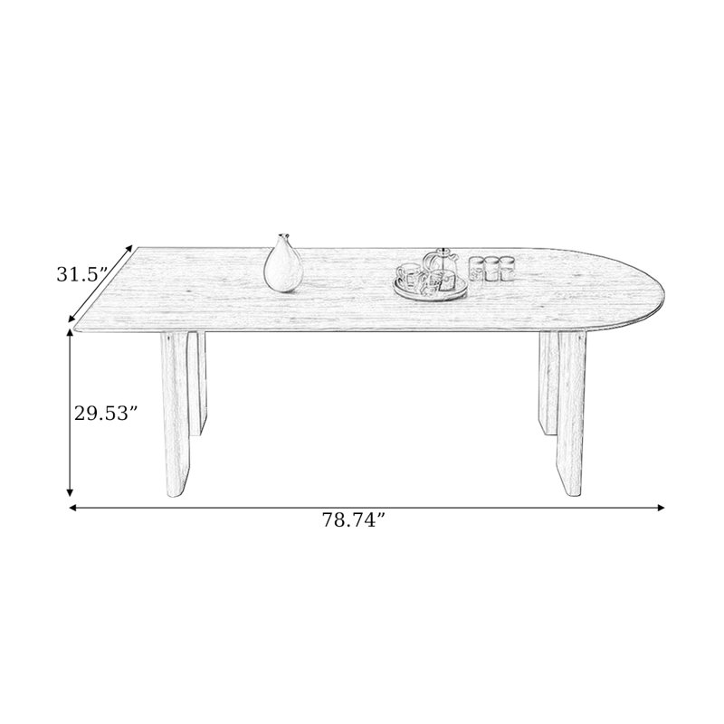 Table de salle à manger Modern, H 29,53 po x L 78,74 po x l 31,5 po, Cerisier