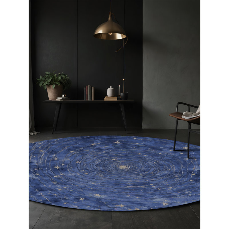 Tapis gris soyeux et moelleux, Rond 3 pi