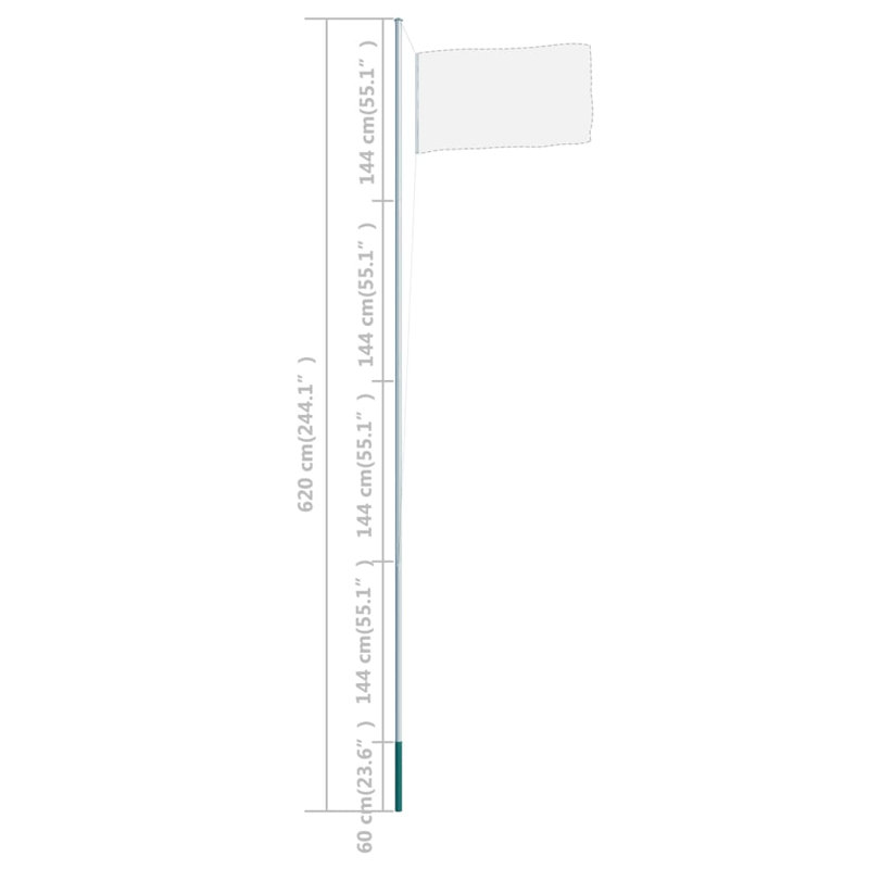 Ensemble de mât cylindrique d'extérieur moderne en aluminium argenté 20,3 pi Flagpole