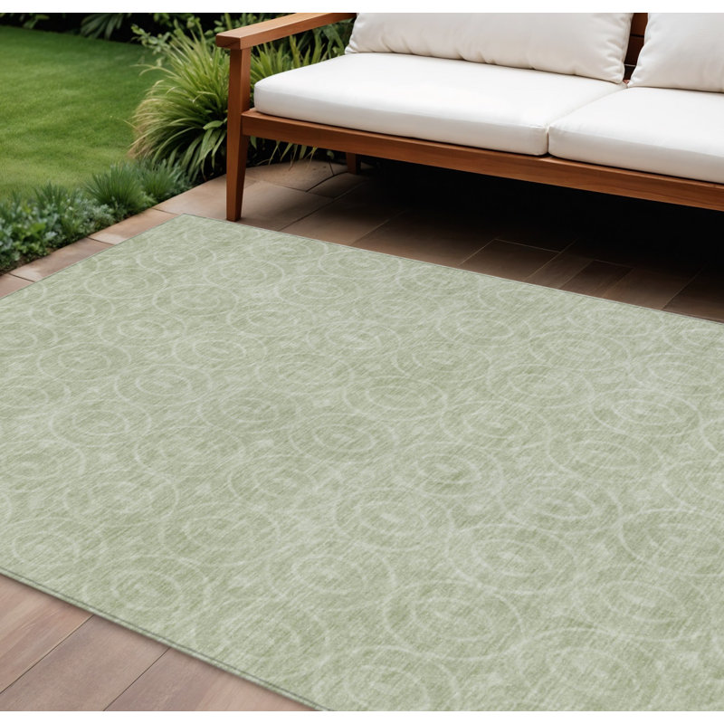 Tapis intérieur / extérieur géométrique lavable vert menthe 10 pi x 14 pi