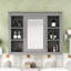 Armoire à pharmacie murale avec porte miroir réfléchissante et tablettes pour le rangement de la salle de bain-1626697174