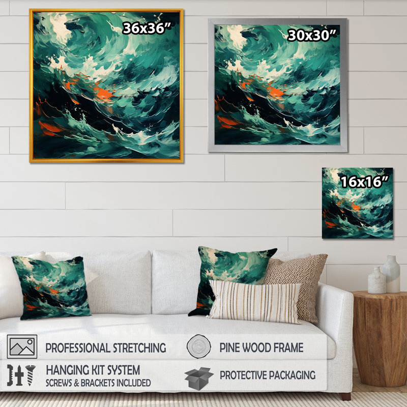 Rolling Surf Waves III - art mural vagues, Toile tendue, 30" H x 30" W