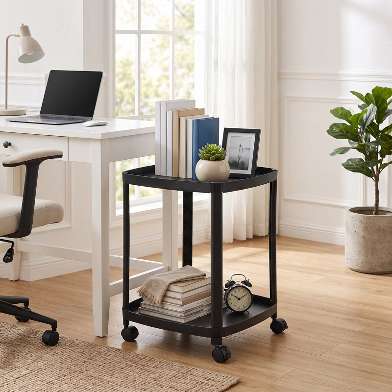 Ensemble de 4 tables de chevet avec roulettes, table de chevet en plastique à 2 niveaux avec tablettes de rangement et table de chevet mobile pour la chambre à coucher (ensemble de 4)