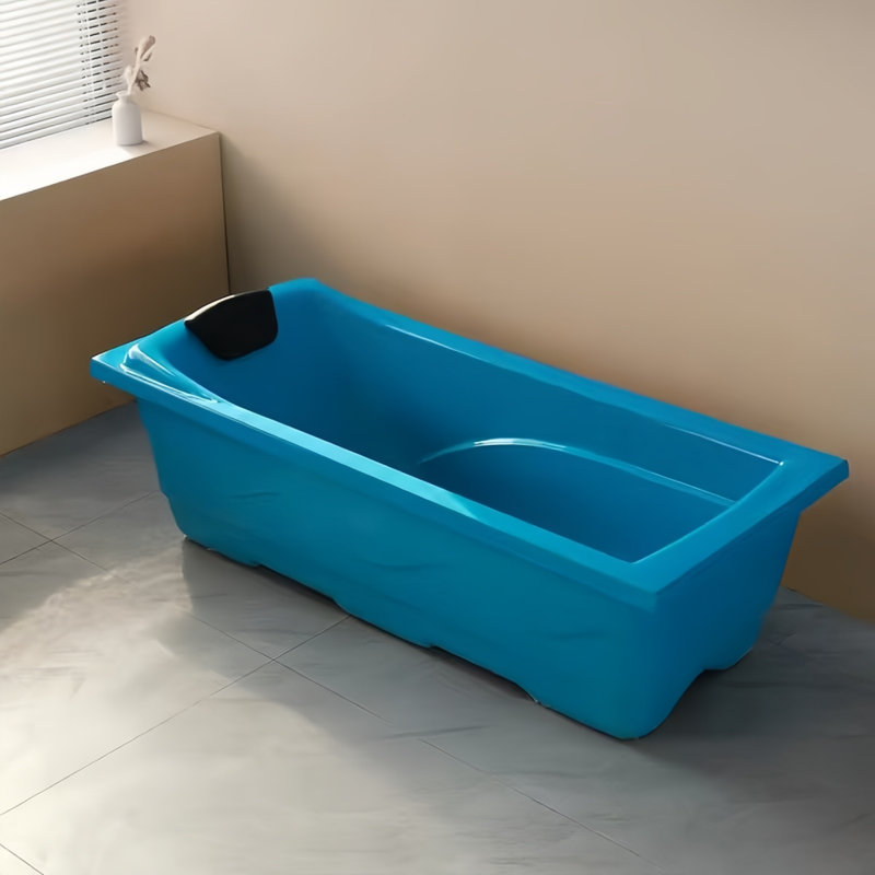 Simple Modern Acrylic Bathtub 66.93'' W 18.90'' H Tub & Shower Kit, Blue