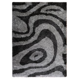 TAPIS DE SALLE DE BAIN EN POLYESTER ÉCOULABLE À LA MAIN Akyrie - couleur gris et blanc | Design contemporain