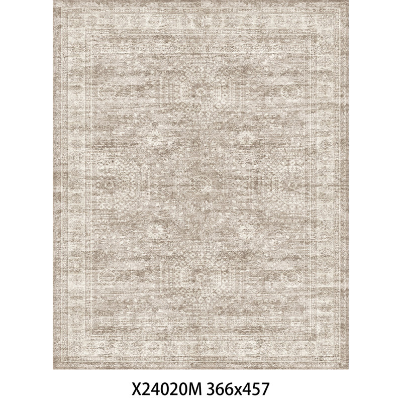 Tapis persan lavable délavé, Beige, Rectangle de 5 pi x 8 pi