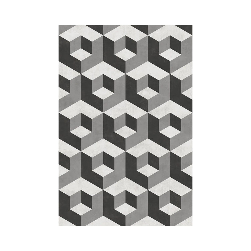 Motif géométrique de cubes 2 - nuances de gris, H 26 po x l 18 po x P 1,5 po