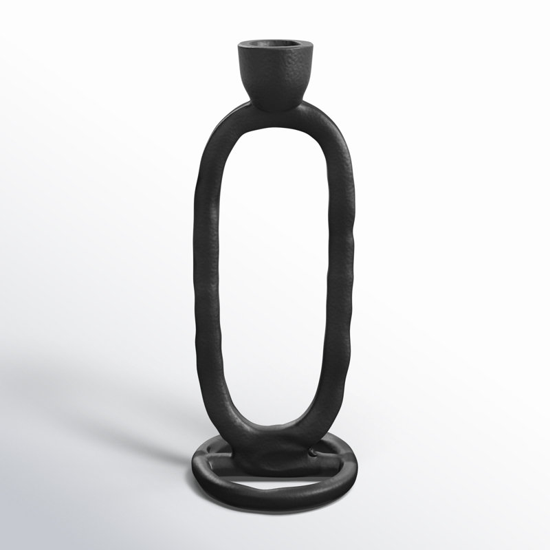 Oval Ring Taper Candle Holder, 7" H x 3" W x 3" D, Black