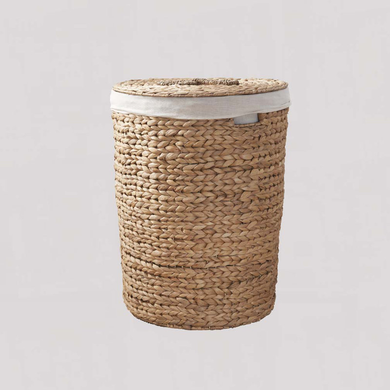 PE Rattan Wicker Round Laundry Hamper with Lid