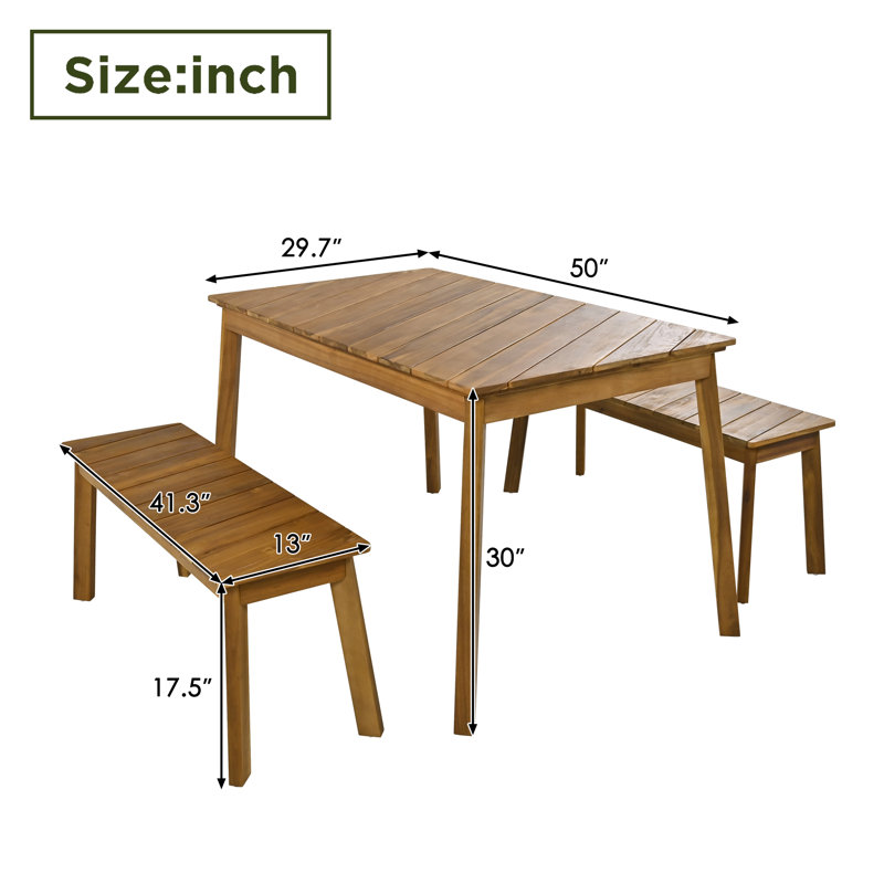 Eliset 4 - Person Acacia Wood Patio Dining Set with Rectangular Table