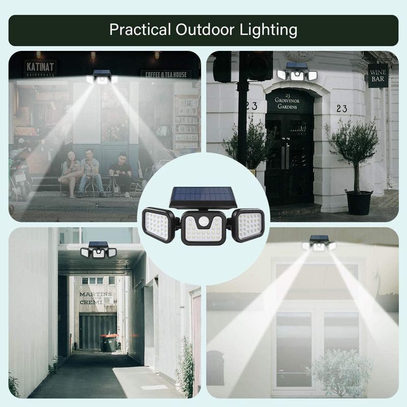 2-Pack Solar Powered Outdoor Security Lights with Motion Sensor 6000K