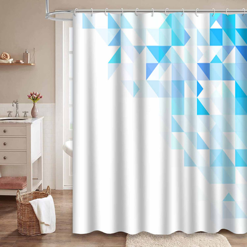 Rideau de douche d'angle avec 12 crochets Bright Bright Triangles, L 72 po x l 78 po