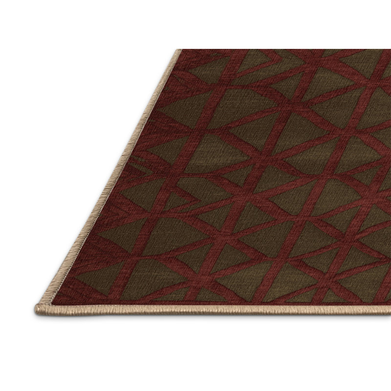 Tapis brun treillis lavable à la machine, Carré 3 pi