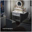 Meuble-lavabo blanc avec miroir rond et lumières, table de chevet 2 en 1, coiffeuse et fauteuil