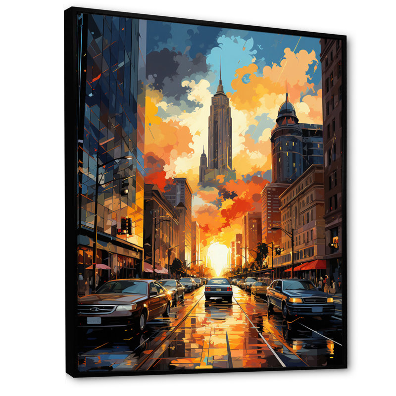 City Detroit Popart III sur toile, H 32 po x l 16 po x P 1 po, Cadre flottant noir