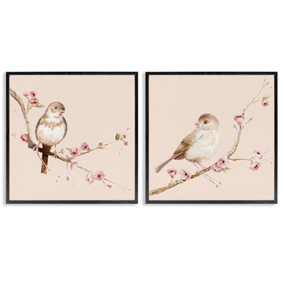 Sweetest Birds Branch 2pc Framed Giclee Set, design by Lisa Wehmeyer