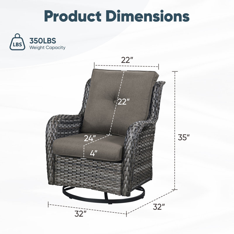 Swivel and sliding wicker patio chairs, Gris, Gris