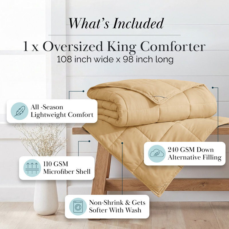 Édredon surdimensionné en duvet synthétique facile d'entretien avec bordure passepoilée et boucles aux coins Vilano Springs®