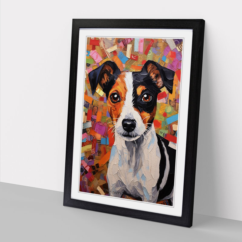 Jack Russell Dadaism No.3 - Single Picture Frame Print on Wood, 46cm H x 34cm W x 2cm D, Black Framed