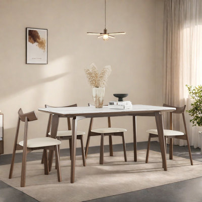 Rectangular modern simple solid wood table set