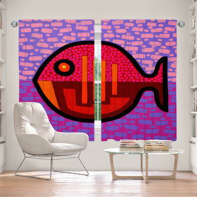 Ensemble de rideaux obscurcissant et isolant avec passe-tringle 2 pièces Delaughter Pisces