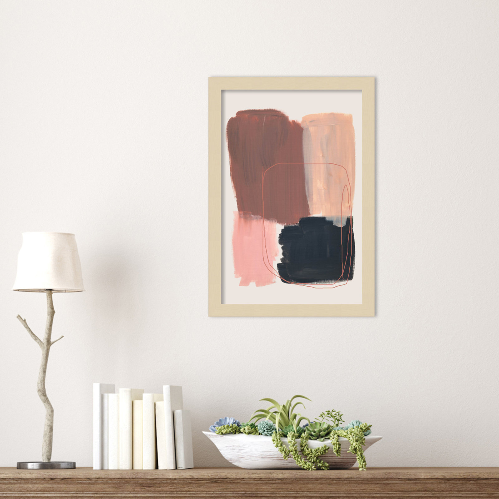 Rience "Abstract Brush Strokes 120" Print, Brown, 17" H x 12" W