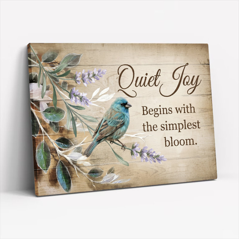 Bird Flower Canvas Wall Art Oil Painting Print Set Of 1, 20"H x 30"W, Wrapped Canvas