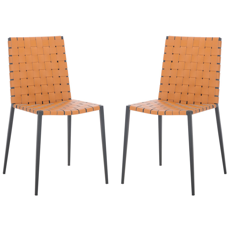 Chaise d'appoint rembourrée en cuir Brett, Cognac, Noir
