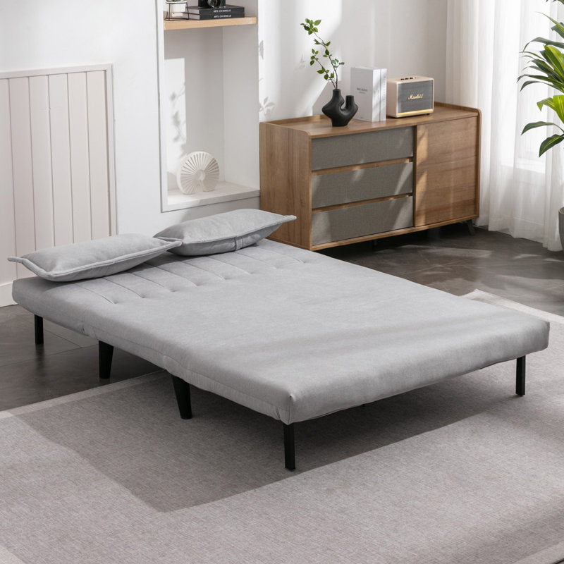 Nari 125.5Cm Linen Armless Sofa Bed, Grey