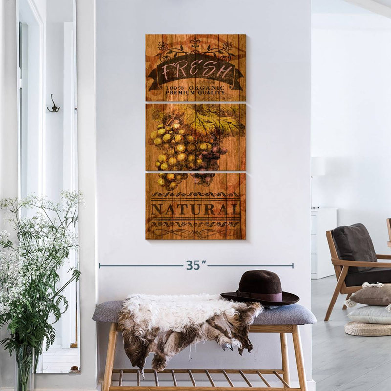 «Fresh Grapes», reproduction sur toile, H 18 po x l 38 po x P 1,25 po