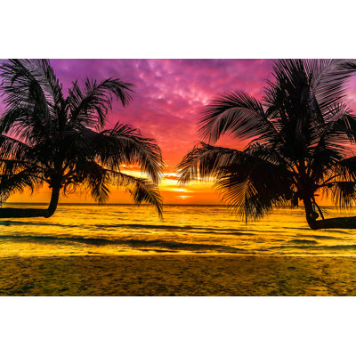 Purple Sunset On Tropical Beach On Koh Kood Island In Thailand - Wrapped Canvas Print