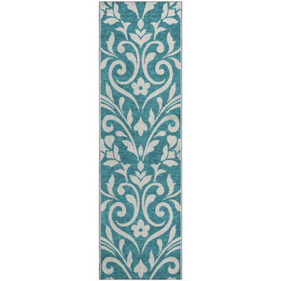 Premium Machine Washable Prisco Teal Rug