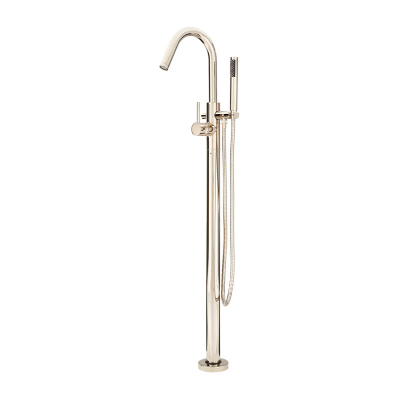 Single Handle Floor Mounted Freestanding Tub Filler Trim, Polished Nickel