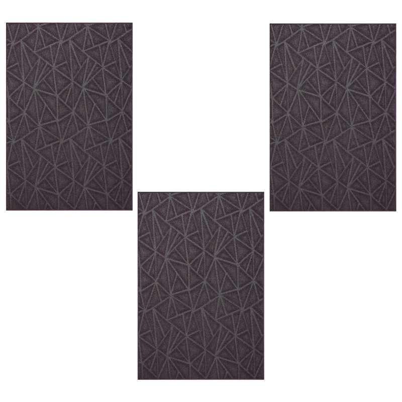 Ensemble de 3 tapis mauve raffiné intérieur / extérieur Furnish My Place, Rectangulaire 2 pi x 3 pi