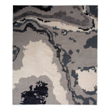 Gray Contemporary Wool Silk Blend Rug - 15'6" x 18'