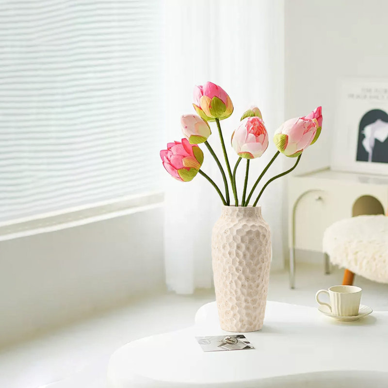 Vase rustique en céramique, vase décoratif pour maison de campagne, White