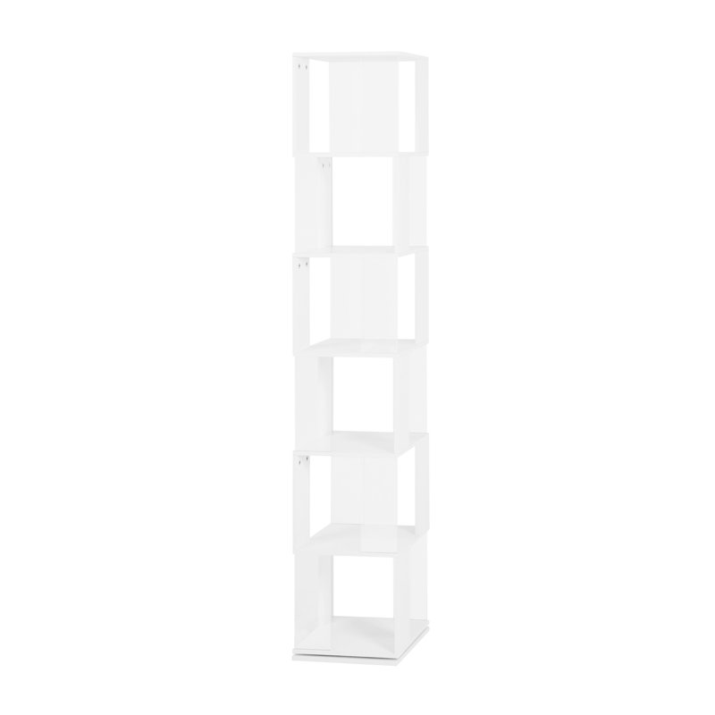 6-layer board rotating floor stand simple bookshelf, White, (6 Shelves) 74.8" H x 19.68" W x 19.68" D