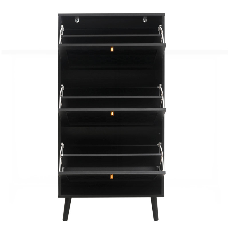 Armoire de rangement pour chaussures autoportante moderne, Or, Noir