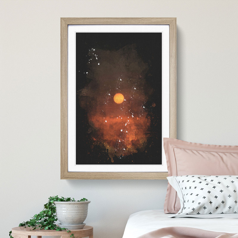 Sunset on Fire - Framed Print, 87cm H x 62cm W x 2cm D, Oak Framed