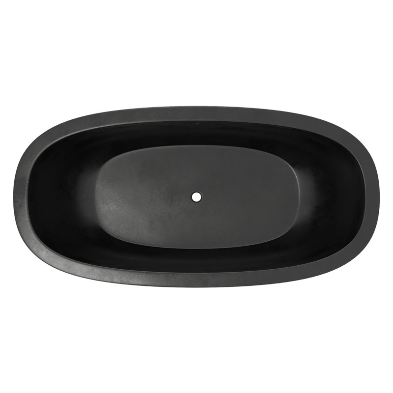 Avalon NativeStone Concrete Freestanding Oval Soaking Bathtub, 23" H x 36" W x 72" L, Charcoal
