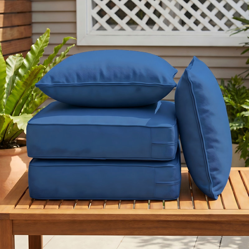 24 x 24 x 6.2 inch Outdoor Replacement Chair Cushion Set,Comfortable, Durable, Weather-Resistant Design, 2, Blue