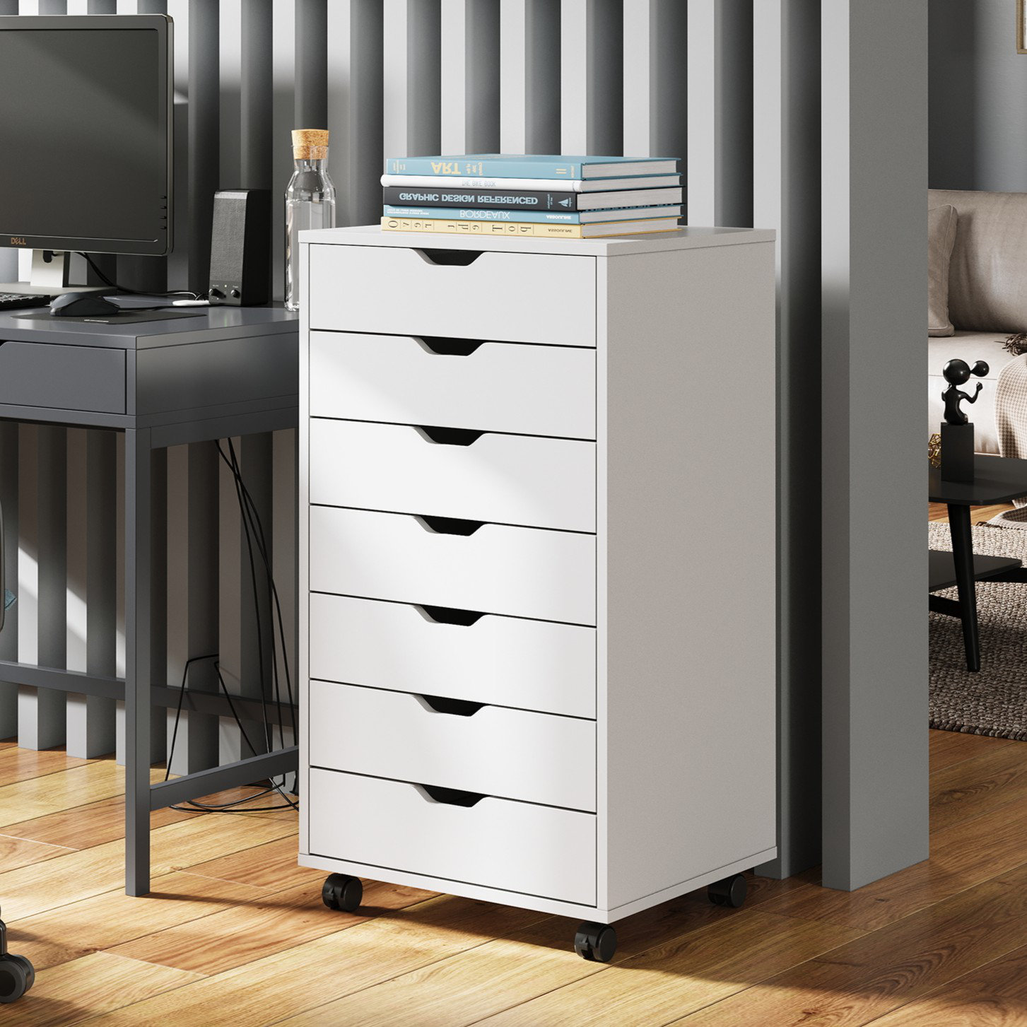 Ebern Designs 7-Drawer Multipurpose Filing Cabinet with Caster Wheels & Reviews | Wayfair