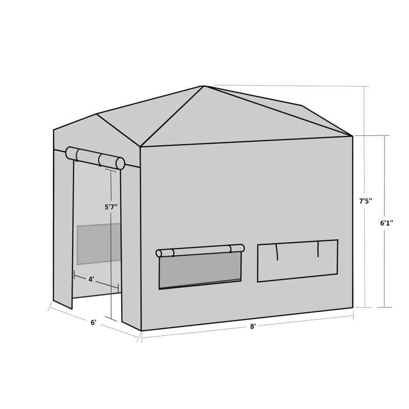 6' x 8' White Pop Up Greenhouse with PVC Cover