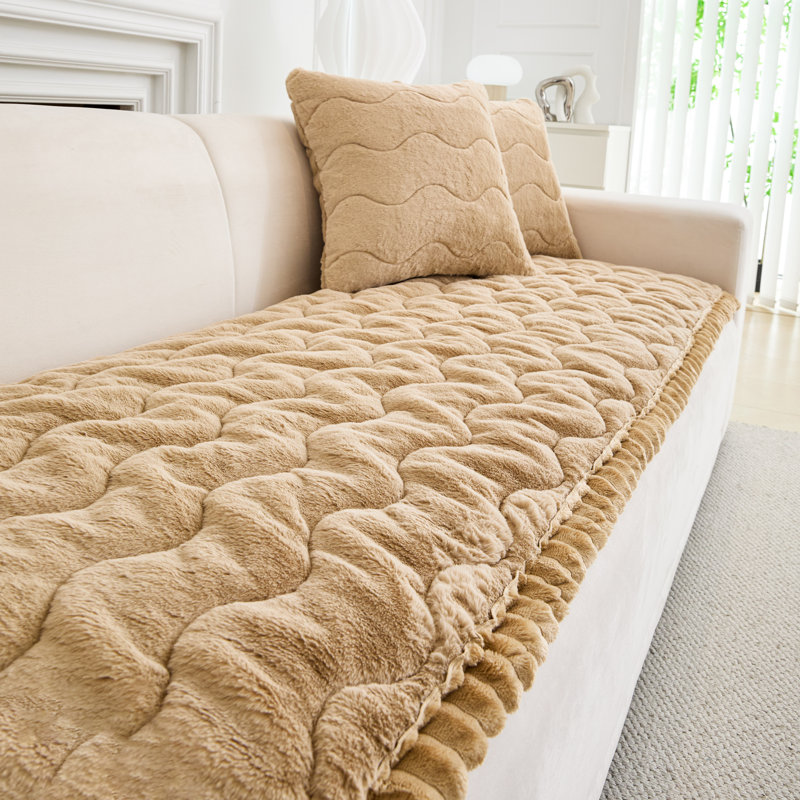 Coussin moelleux en fourrure de vison, coussin de canapé ondulé antidérapant, housse de canapé luxueuse très épaisse