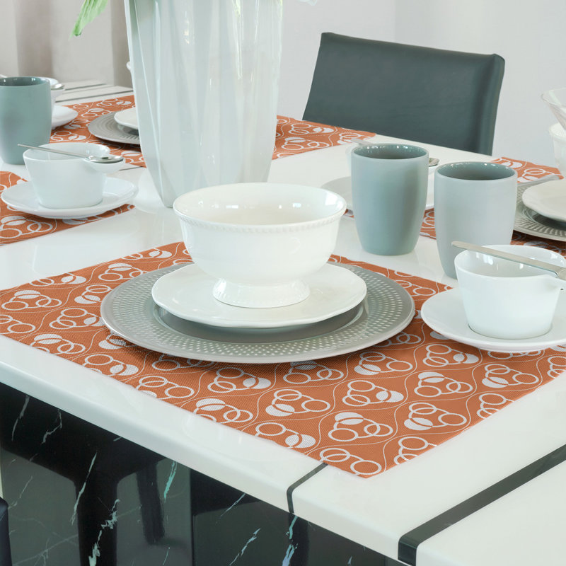 Napperon en coton 18 "Classic, Orange/Blanc, polyester