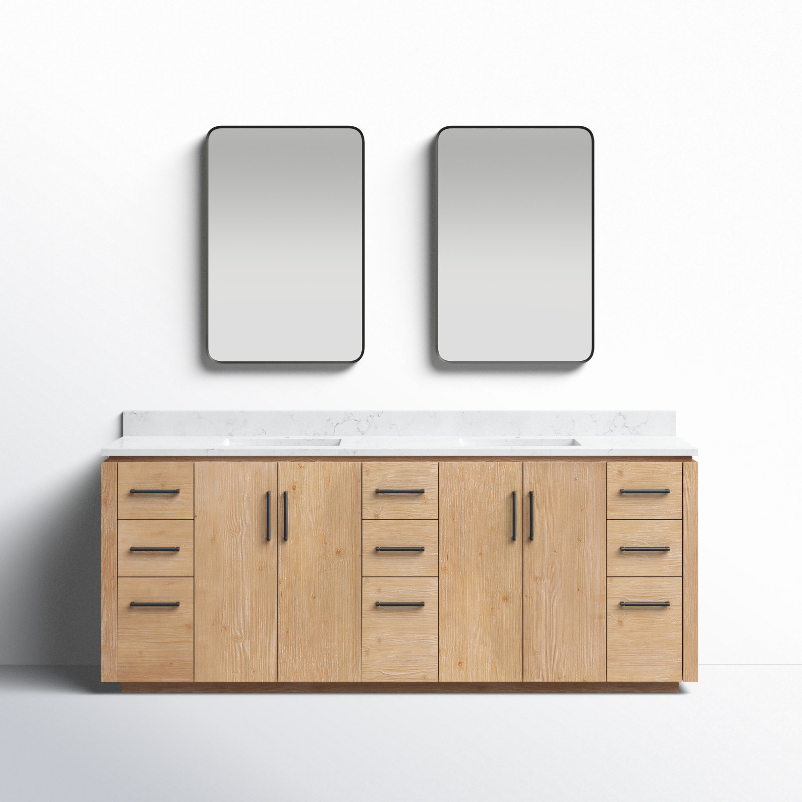 Cloverfield 84'' Double Bathroom Vanity, Fir Wood Brown, Matte Black