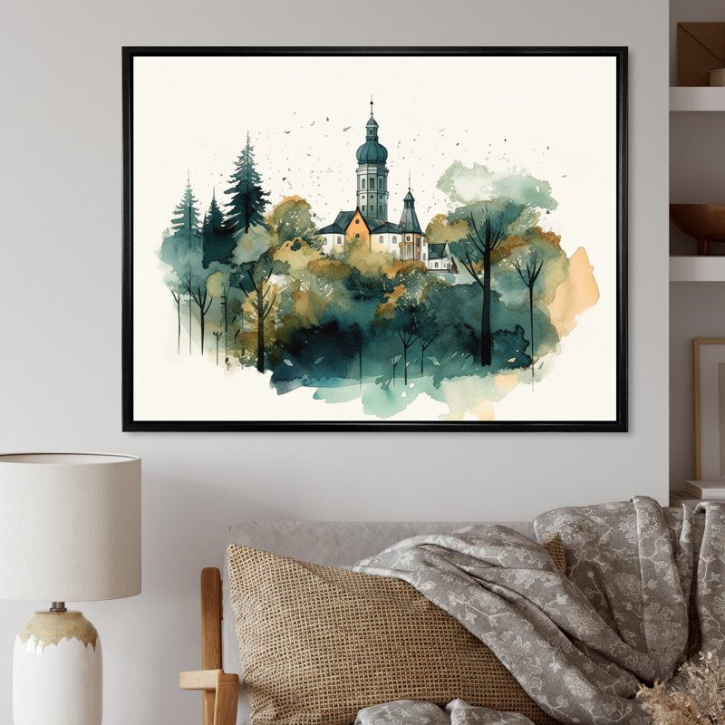 «Herberts Green and White Munich Opulence», reproduction sur toile, H 12 po x l 20 po x P 1 po, Cadre flottant noir