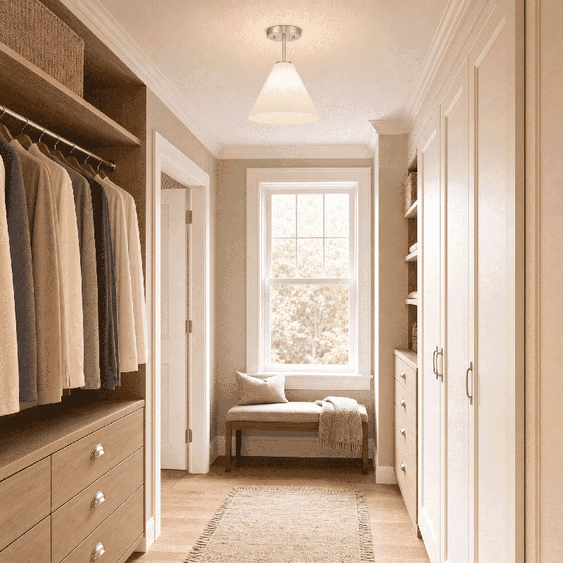 Hashimoto 1-Light Mini-Pendant or Semi-Flush in Satin Nickel, Satin Nickel